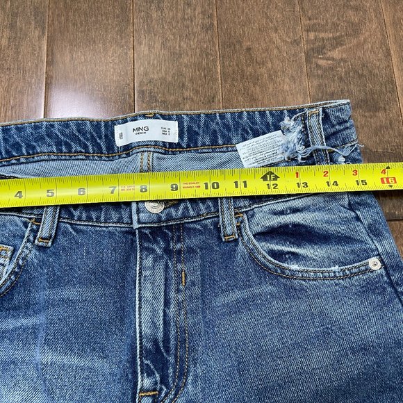 Mango Cameo Relaxed Straight Step Waist Raw Hem Jeans sz 6 - Picture 14 of 16